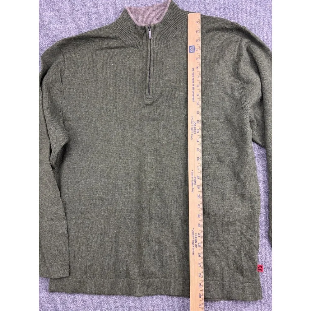 Mountain Khakis Sweater Mens‎ 2XL Green Merino Wool 1/4 Zip Mock Neck Pullover